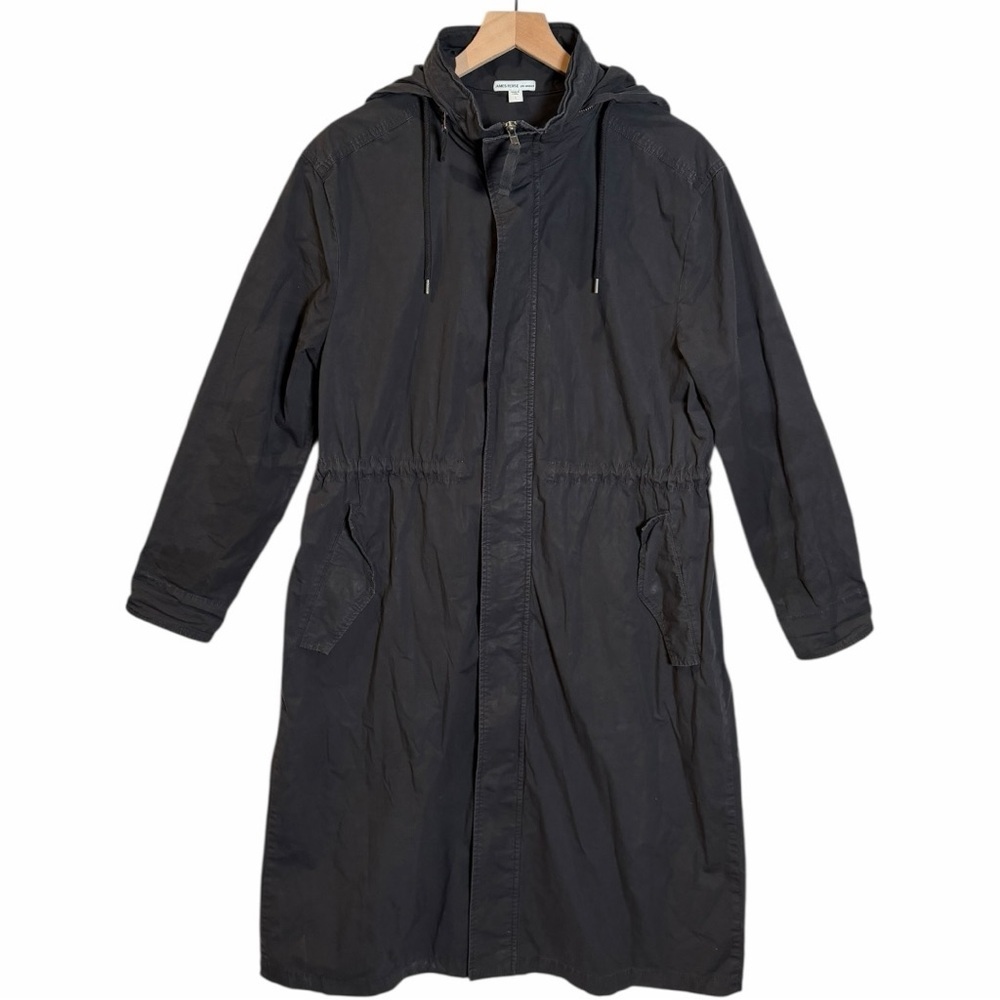 James Perse Black Hooded Utility Parka Minimalist Long Coat Size 1 (Small) - Picture 1 of 10